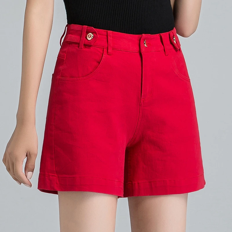 Plus size red denim shorts Clearance