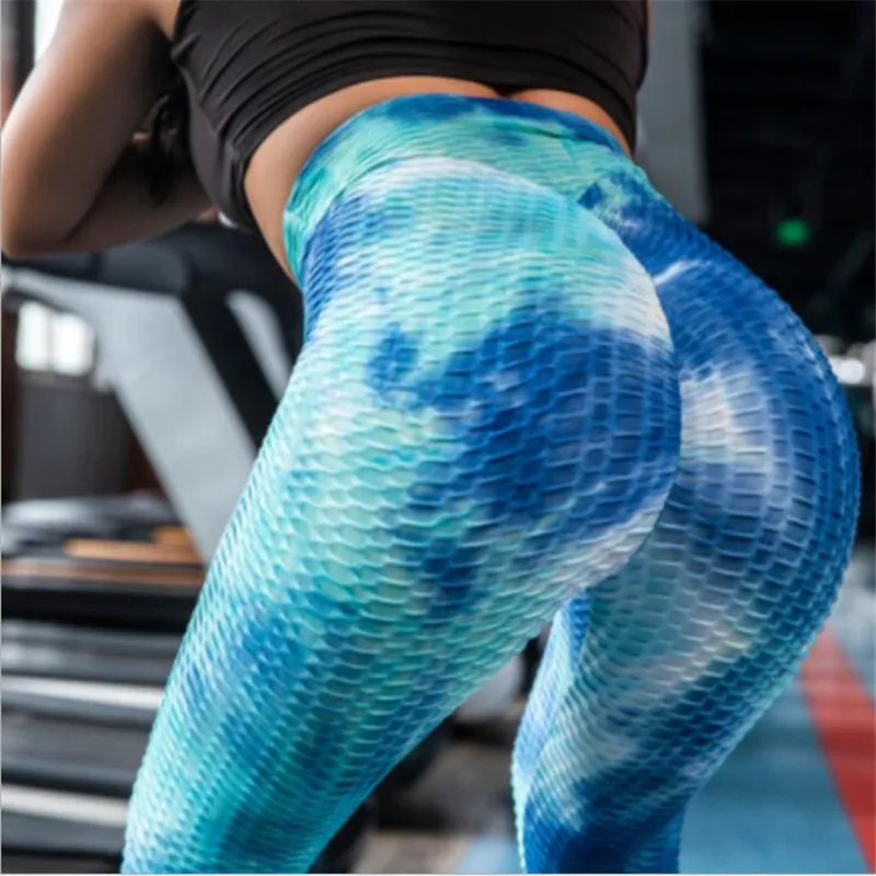 Sexy Fitness Leggings Ink Jacquard High Waist Breathable Hip Lifting Women Workout Fashion Bodybuilding Jeggings Women Pant