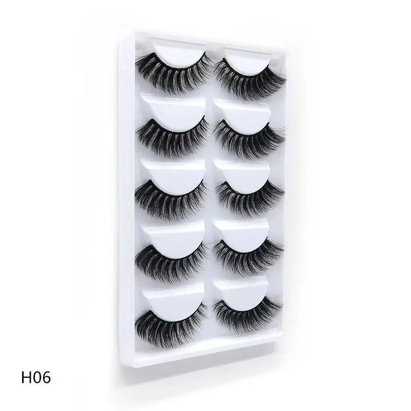 H06 5 пар натуральные накладные ресницы длинные макияж одна коробка 3d норковые ресницы, наращивание ресниц норковые ресницы для красоты H06 - Цвет: H06