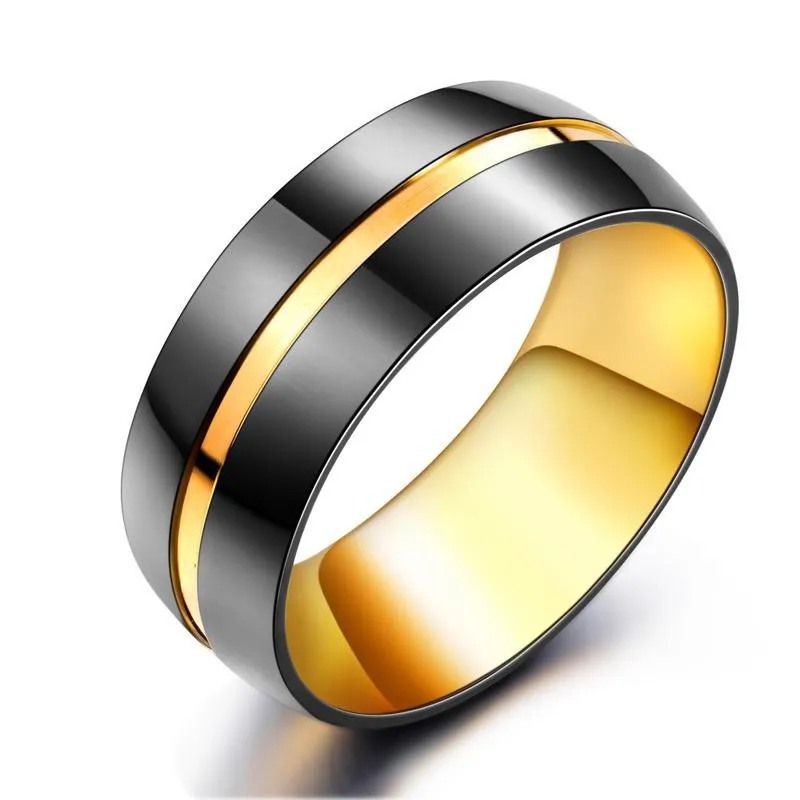 Stainless steel ring for men jewelry Black gold 8MM wedding rings | Украшения и аксессуары