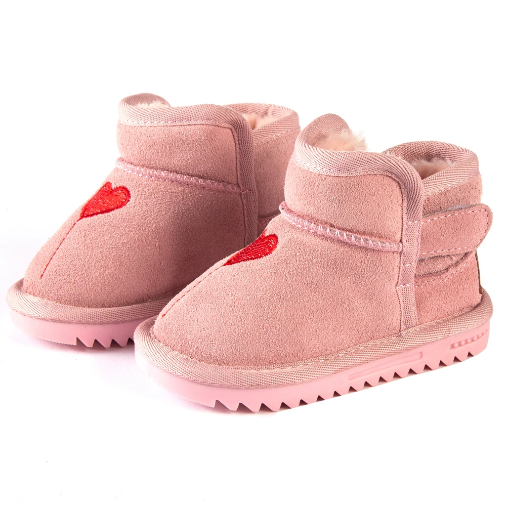 Genuine Leather Baby Girl Boots Warm Fur Little Children Winter Boots Outdoor Non-slip Toddler Boots 0-3 Years Baby Snow Boots