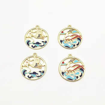 

New Arrival! 30x27mm 50pcs Zinc Alloy/Enamel Round Charm for Earrings DIY Making Parts,Jewelry Accessories Findings & Components