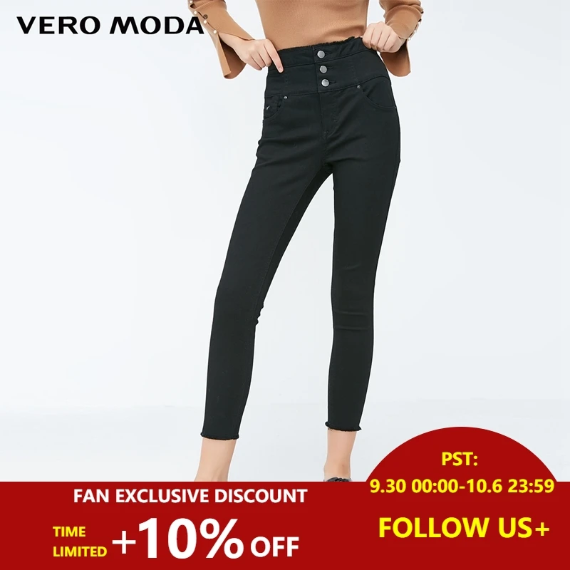 

Vero Moda 2019 New Women's Stretch Raw-edge Trims High Waist Slim Fit Jeans | 318349507
