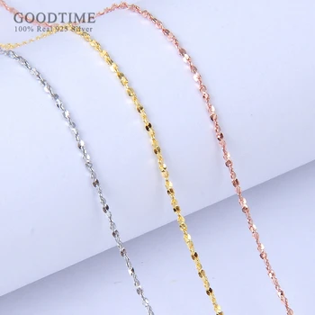

Noble Sterling Silver Chain Jewelry Genuine Pure 925 Silver Chains Necklaces For Women Star Rose Gold Color Necklace Link Chain