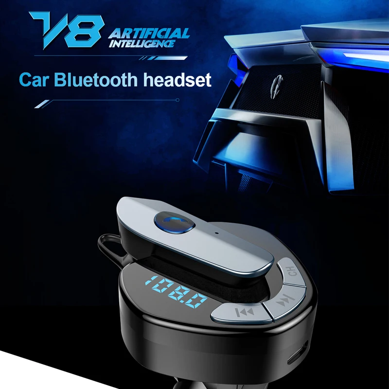 

Car FM Transmitter Bluetooth Player With Bluetooth Headset TF Card USB Type-C Charger Car Smartphones