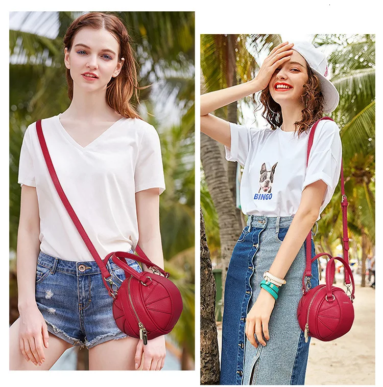 Small Ball Shape Round Shoulder Bag For Women Female PU Leather Fashion Messenger Flap Crossbody Bags Portable Women Handbags