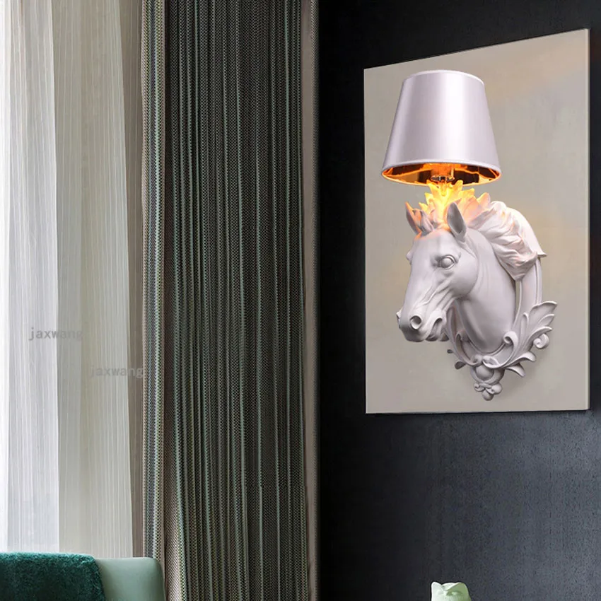 Скандинавский светодиодный конский прикроватный настенные лампы для спальни современные смолы настенные светильники креативный свет Fixure прохода украшения кухонные аксессуары