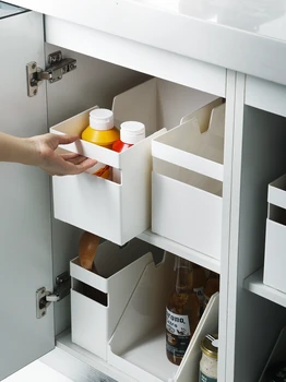 

Kitchen Cabinet Pot Desktop Storage Box Drawer File Consolidation Storage Classification Box Desktop Plastic Storage Basket