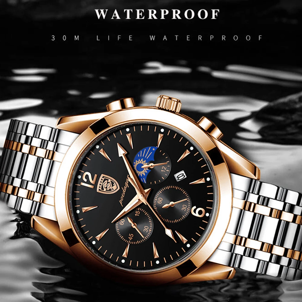 POEDAGAR Men Watches Stainless Steel Waterproof Luminous 2021 Fashion New  Rose Gold Wristwatch Business Top Luxury Quartz Watch - AliExpress