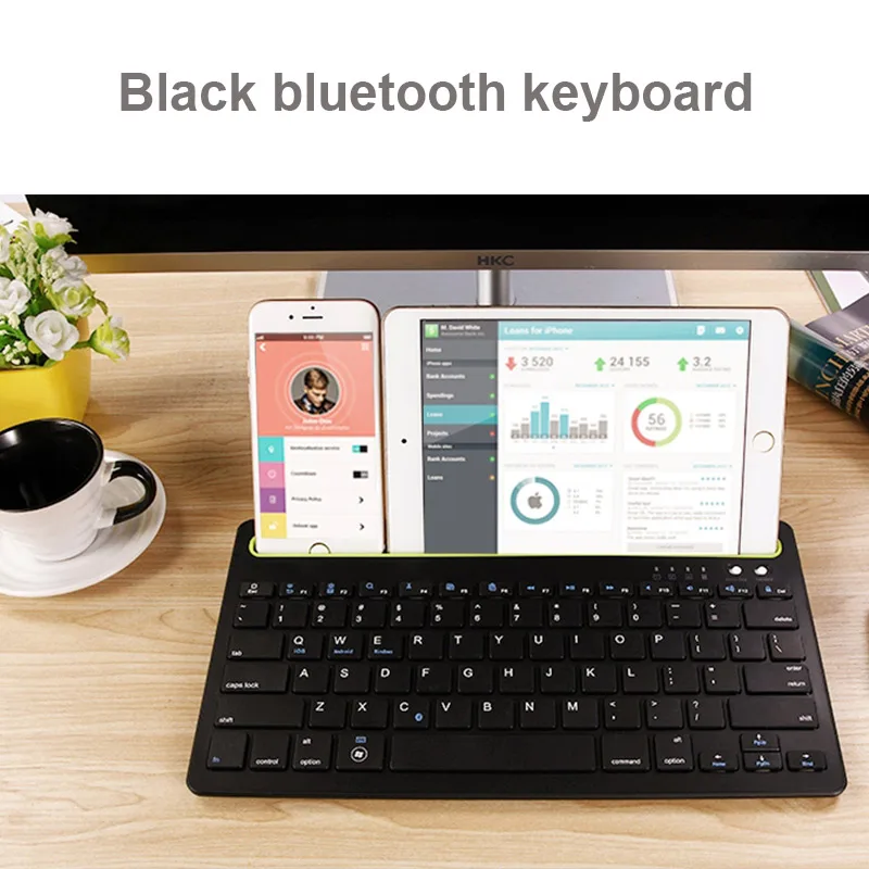 Оригинальная портативная беспроводная bluetooth-клавиатура для планшета, ноутбука, iPad, Поддержка IOS, Android, система телефона, совместимая с несколькими системами - Цвет: Черный