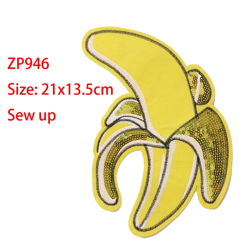 ZP946 1 шт. милый фруктовый мультфильм блёстки значок железные нашивки для одежды DIY полосатая одежда Лоскутные наклейки пользовательские значки - Цвет: ZP946