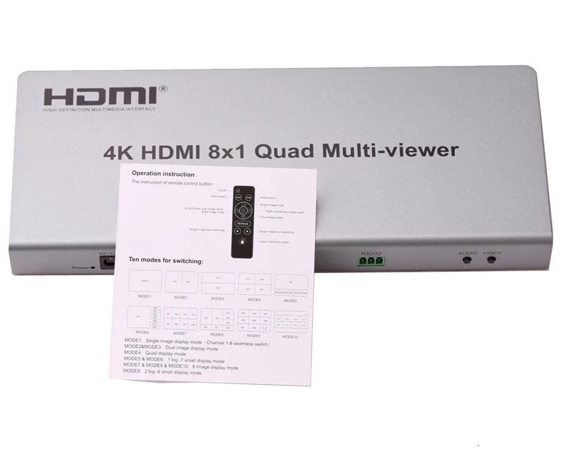 4K HDMI 8x1 Quad мультипросмотрщик HDMI коммутатор 8 в 1 выход видео бесшовный переключатель мультипросмотрщик разделитель экрана конвертер мультипросмотрщик