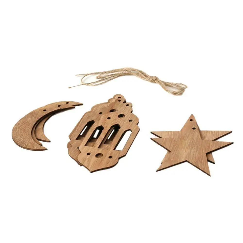 10 шт./компл. мусульманский Рамазан Мубарак деревянная подвесная DIY шерсть звезда