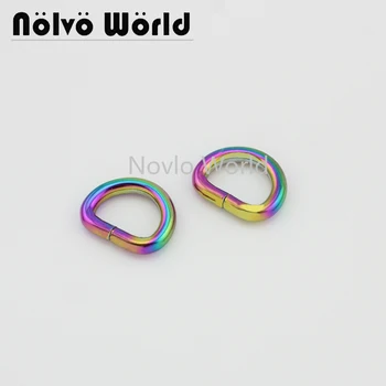 

10 pieces test, inner width 14*10mm 1/2",rainbow metal D ring bag handle buckles handbag decorative buckles hardware accessories