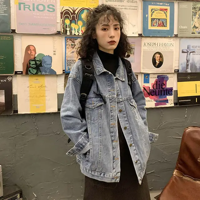 Denim Jackets Women Vintage Retro Turn 