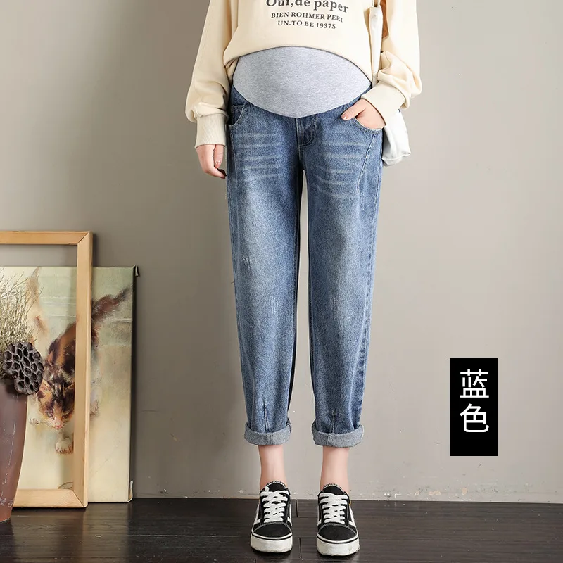 High Waist Trousers Loose Denim Jeans Pregnancy Abdominal Pants Jeans Maternity Pants For Pregnant Women Clothes