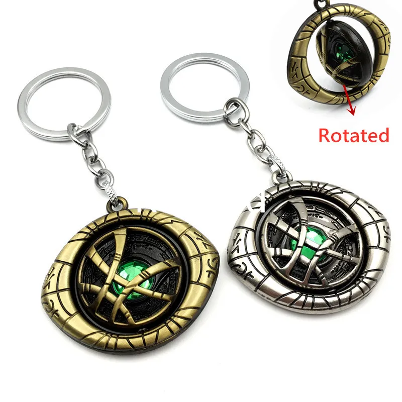 

New Arrival Doctor Strange Rotated Pendant Keychain Vintage Metal Eye Key Chain Holder Chaveiro 10pcs/lot