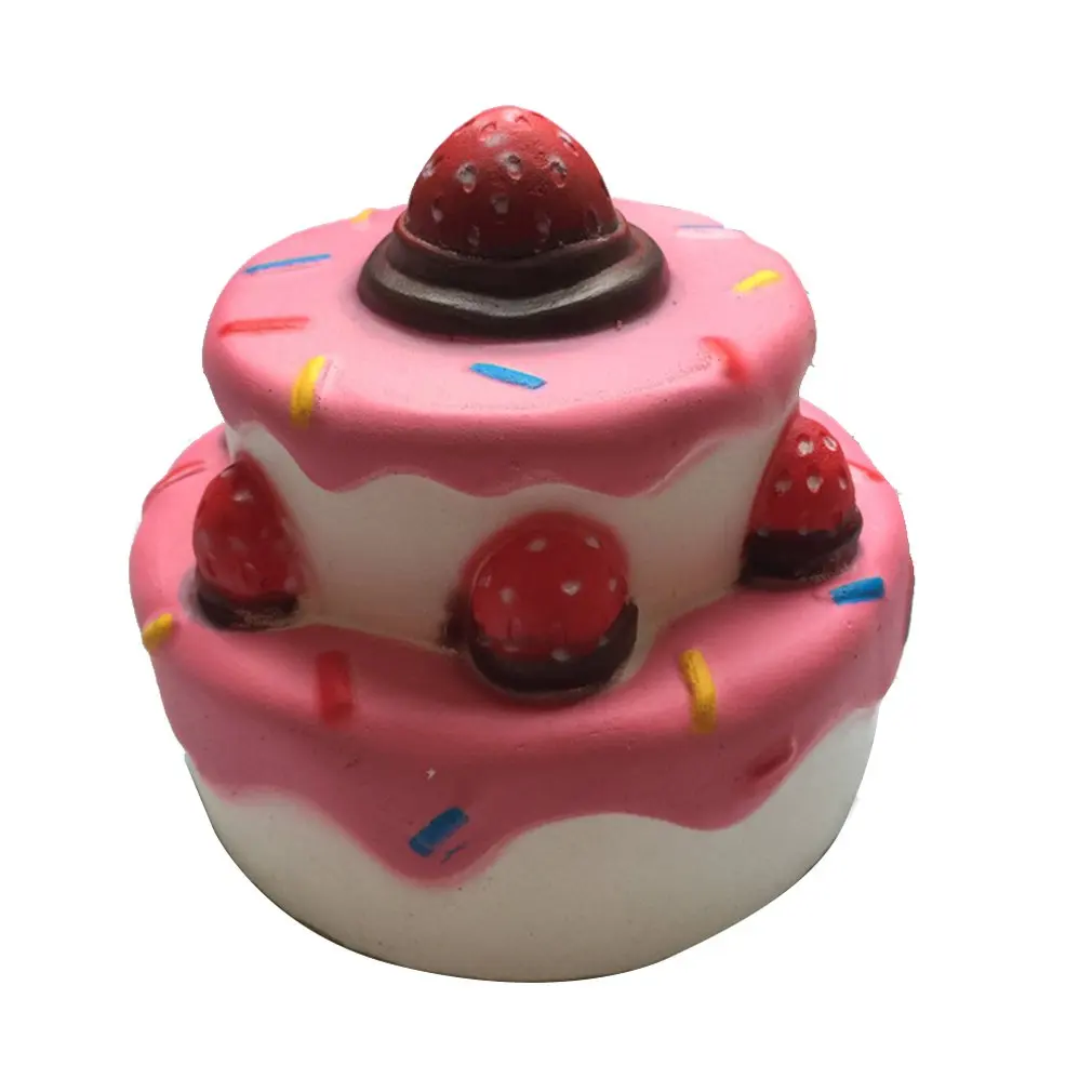 Мягкий медленный отскок три-Слои клубничный торт игрушка с медленным восстановлением формы и три-Слои клубника имитация торта модель