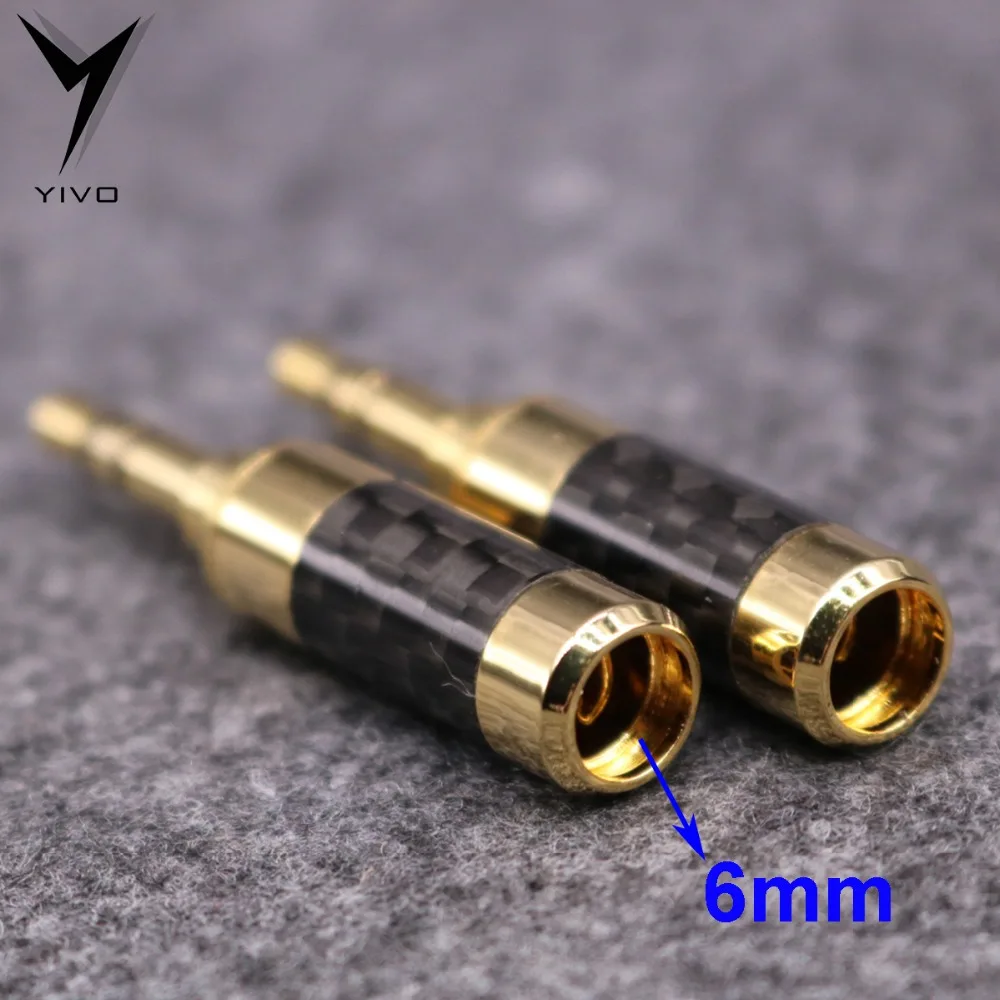 10pcs YIVO Hi end Gold Plated Audio Male Earphone Headphone plug Carbon Fiber 3 5mm stereo 1 8 jack connector for 3mm 6mm Cable