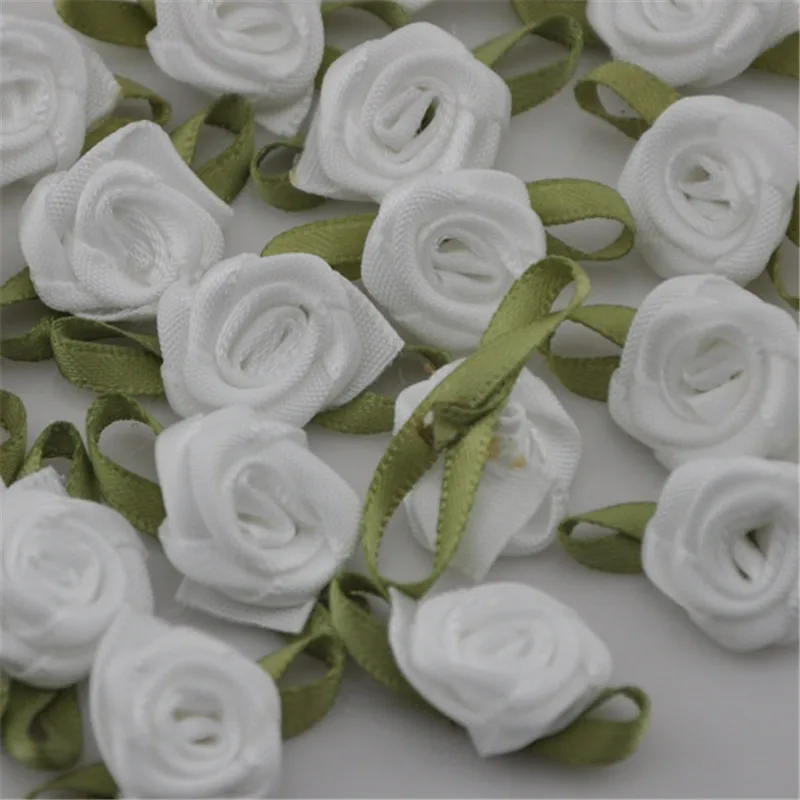 50pcs Mix color ribbon rose handmade flowers garment supplies sewing appliques diy accessories wedding decoration A039