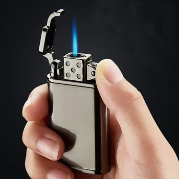 

Retro Grinding Wheel Jet Torch Lighter Turbo Metal Compact Windproof Gas Pipe Pocket Lighter Blue Flame Butane Cigarette Lighter