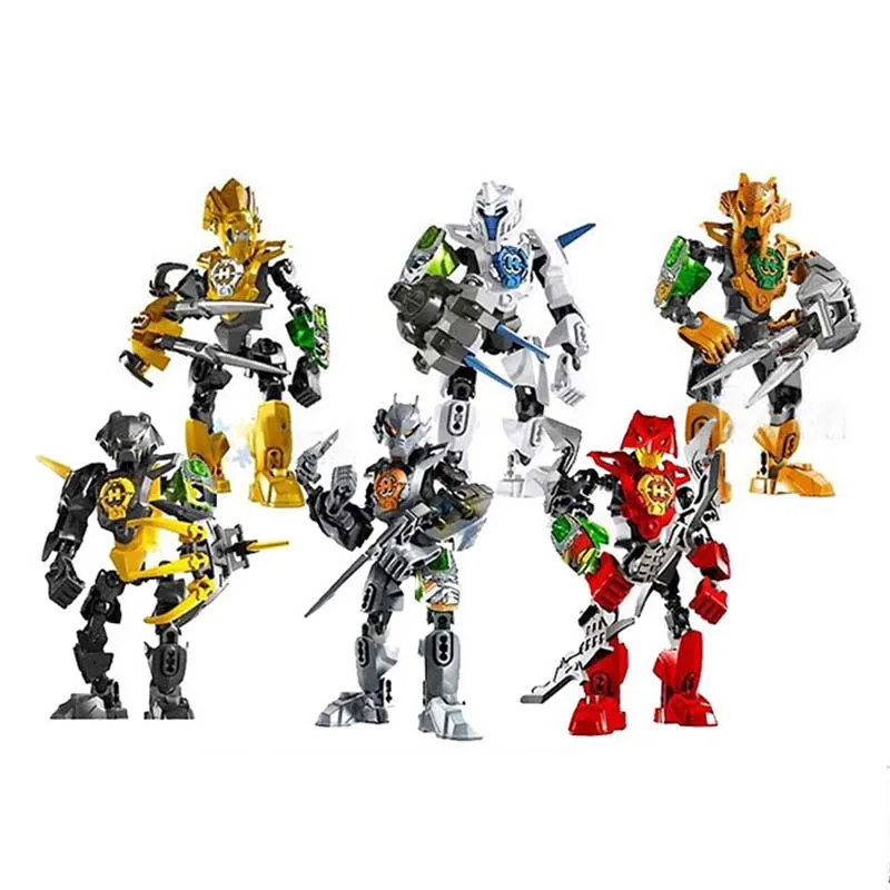 6 шт. Hero Factory Star Warrior Soldiers Bionicle Surge Evo Stringer фигурки роботов строительные блоки, совместимые с игрушками B768