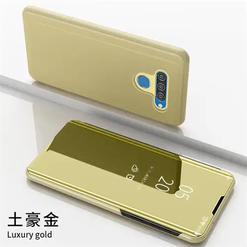 Golden Противоударный чехол для LG Q60 роскошное умное зеркало флип чехол для LG K50 Fundas на LG K12 Prime Coque LG K12 Max - Цвет: Golden