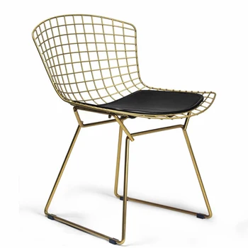 

European Metal Chair Modern Minimalist Single Dining Chair Net Red Shop Chair Wrought Iron Chair Hollow Wire Mesh Chair Gold