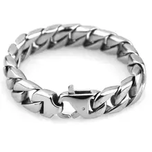 7-1" 15 мм крутая высококачественная нержавеющая сталь 316L серебро/золото Тон кубинская цепочка для бордюра мужской браслет Байкер ювелирные изделия Горячая