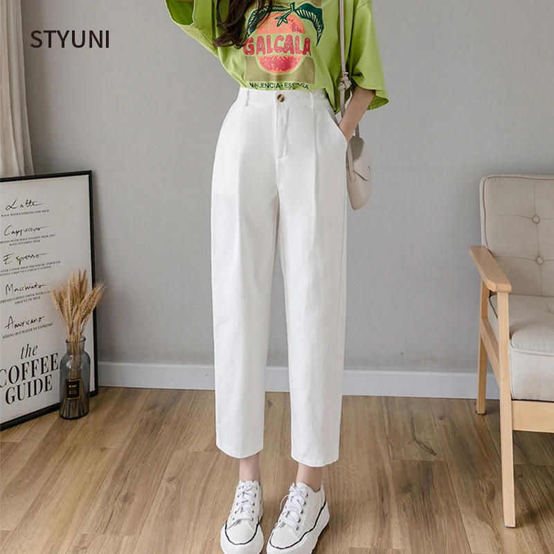Korean Women's Black Pants Cotton 2020 