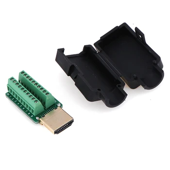 

2.54mm HDMI Male 19P Plug Breakout Terminals Solderless Connector With Black Cover 20-26AWG