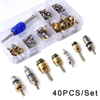 

40x R12 R134A A/C Valve Stem Cores Remover Kit Car Air Conditioning Repair Tools 75 Mm/2.95 Inch Valve Cores With Remover Tool