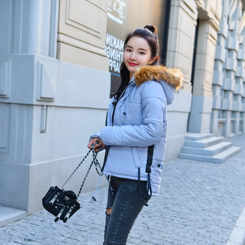 

2018 Autumn And Winter New Style Fashion Short Cotton-padded Clothes Women's Candy-Colored Fur Collar Slim Fit down Jacket Cotto