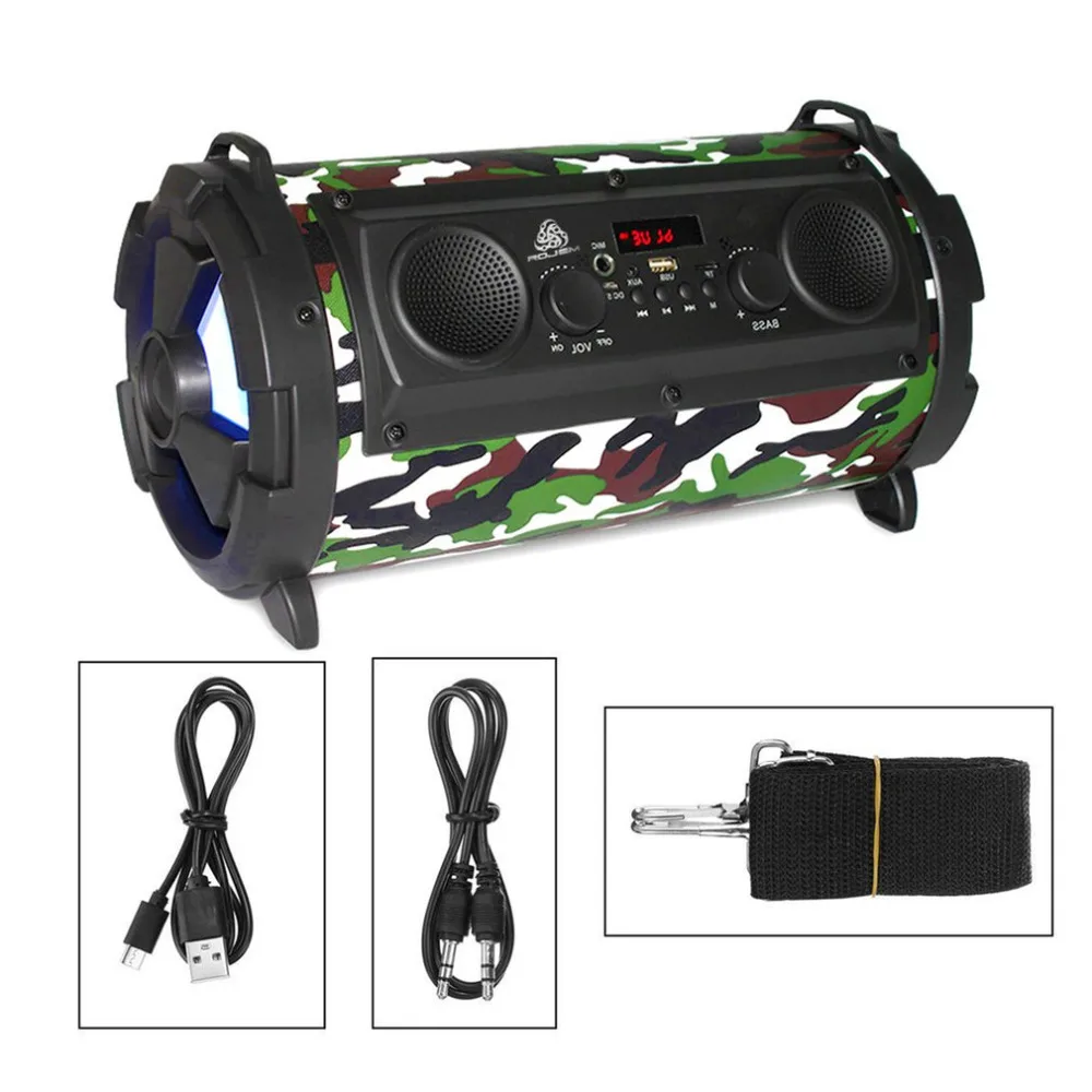 Portable 15W LCD Wireless Bluetooth Speaker FM Transmitter Support TF Card AUX Super Bass Subwoofer Stereo Music Player FreeShip