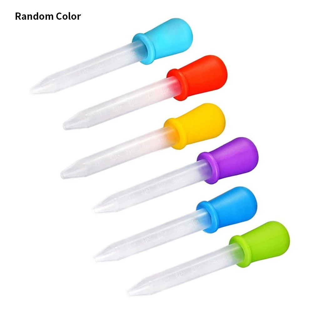 6pcs 5 ml Droppers Plastic Silicone Baby Pipettes Devices Infant Droppers Feeders Pipette Dropper For School Lab Supplies
