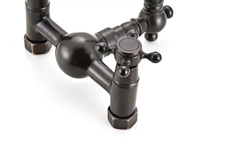 挂墙式水龙头挂墙冷热水葫芦入墙黑古铜水龙头旋转