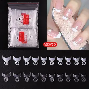 

500pcs/set Half Cover French Fake Nail Chips Natural Art Use Nail Color For Professional Home Salon Transparent DIY Manicur N6E6