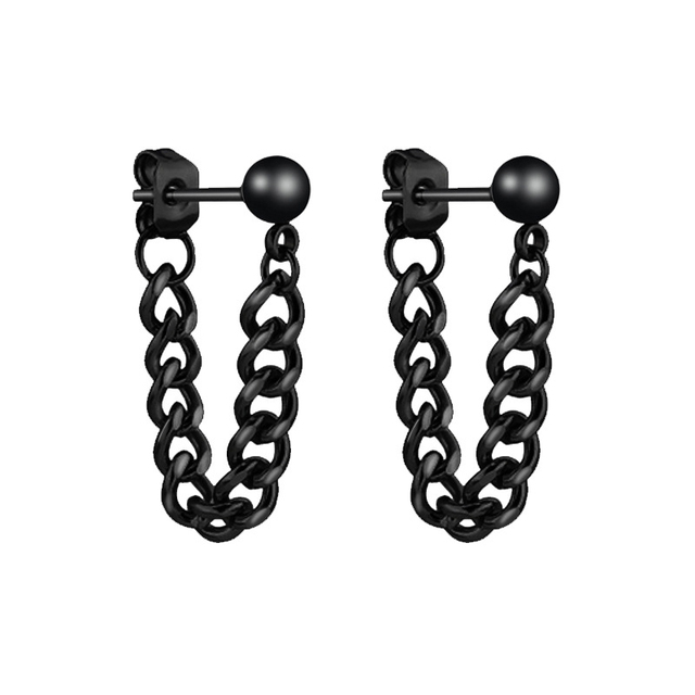 pair Punk Black-color Multiple Styles Stainless Steel Stud Earrings For Men and Women Street Pop Hip Hop Gothic Ear Jewelry
