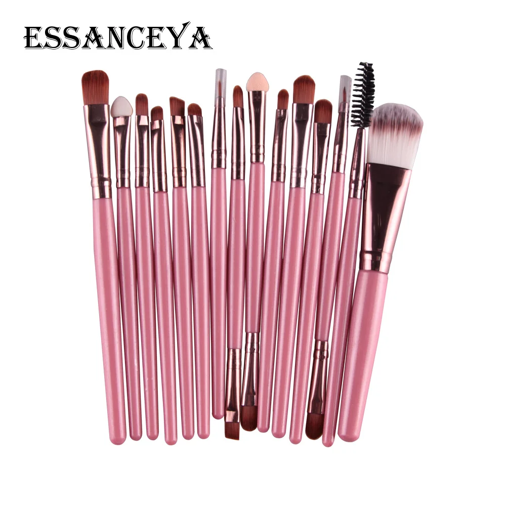 15pcs FK ESSANCEYA Pro 6-18Pcs Cosmetic Makeup Brushes Foundation Eye shadow Eyeliner Fan Make-Up Multipurpose Eye Brushes Cosmetic Tool - Handle Color: 15pcs FK