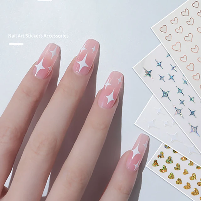 1pcs 3D luminous nail stickers and decals love heart aurora star