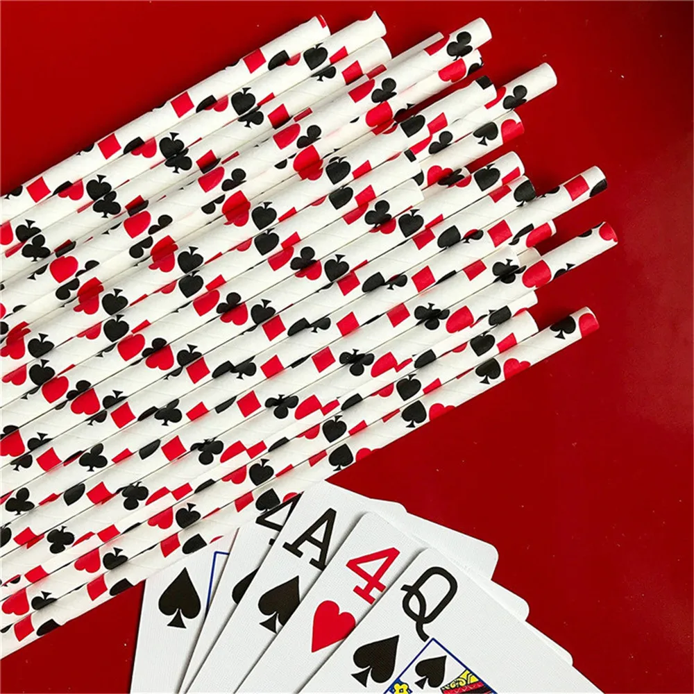 25 шт креативные разлагаемые крафт соломы многоцветный покерный узор праздничные украшения экологически чистые заполненные Paja LD