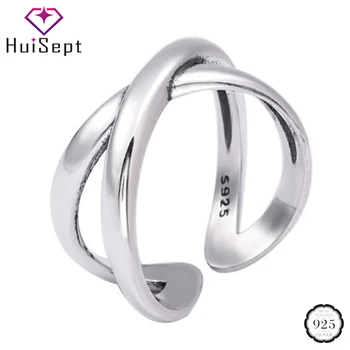 

HuiSept Fashion 925 Sterling Silver Rings for Women Cross Shape Open Ring Fine Jewellery Wedding Party Gifts Ornaments Wholesale