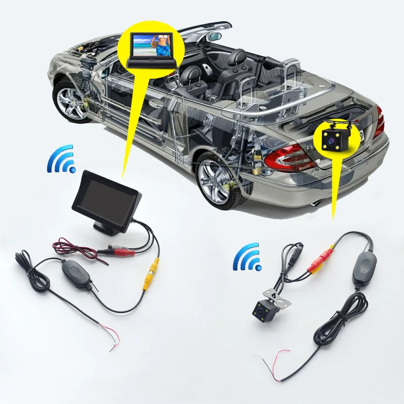 Backup Rear View Camera Wireless for car Wiring Kit 2.4GHz