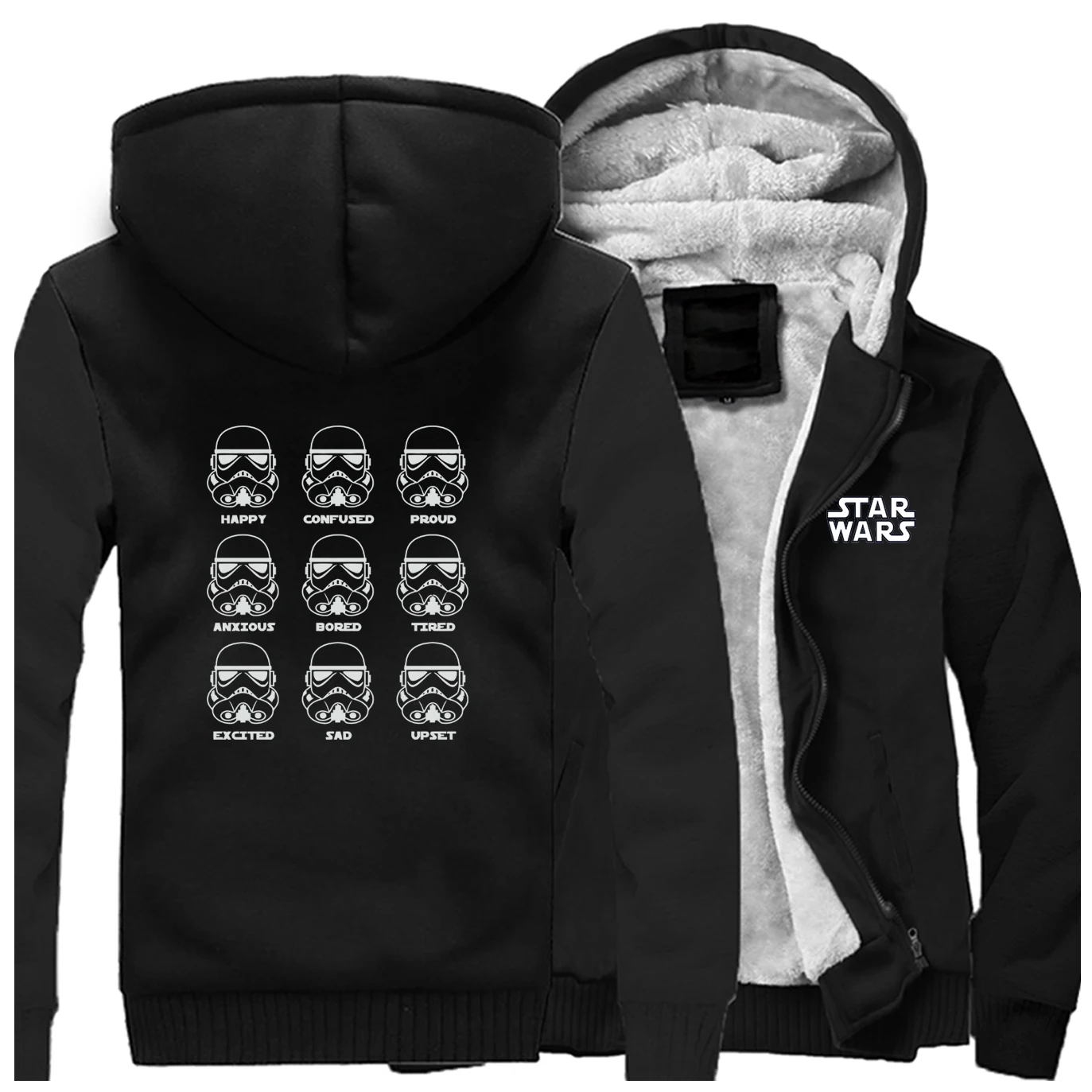 

Stormtrooper Warm Jacket Winter Fleece Men Thicken Jackets Emotions Star Wars Winter Raglan Zipper Sweatshirt Hoodie Sportswear