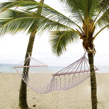 

White Outdoor Rope Hammock Portable Mesh Swing Sleeping Camping Travel Hammock