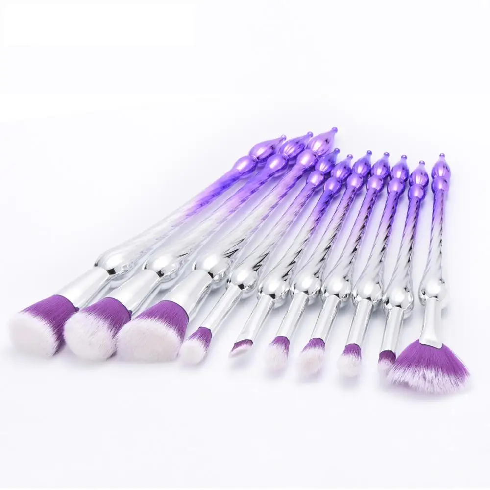 

Makeup Brush Set Spiral Tower Foundation Eyeshadow Eyebrow Fan Brochas Ramp Voilet Blue Plating Professional Eye Maquillaje Tool