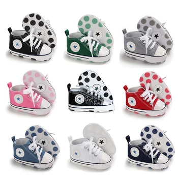 Nouveau-né premiers marcheurs berceau chaussure blanc doux anti-dérapant semelle unisexe enfant en bas âge décontracté toile bébé infantile garçon fille chaussures
