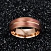 NUNCAD 8mm Width Tungsten Carbide Ring Brown Plating + Rose Gold Middle Groove Angle Tungsten Steel Men's Ring Comfort Fit ► Photo 3/5