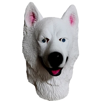

Husky Dog Mask New Environmental Protection Personality Animal Snow Leopard Dog Husky Dog White Latex Mask