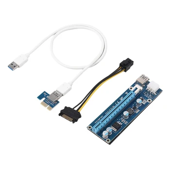 

PCIE 1X To 16X 6Pin Extender Riser Card Adapter Cable 0.6M Extender Riser Card Cable With USB 3.0 Cable Wholesale